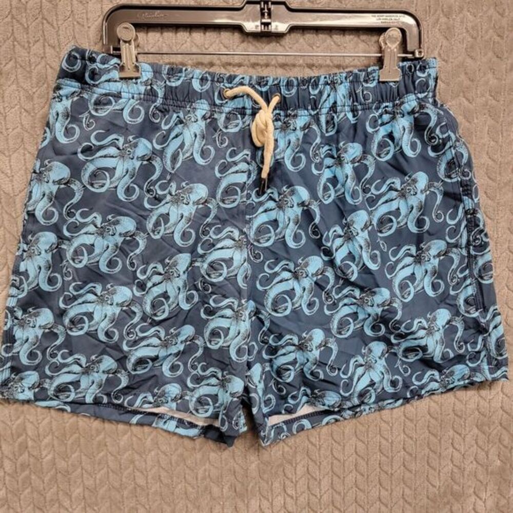 TWO LEFT FEET Swim Trunks Octupi Print Back Pocket Men’s Sz 2XL Blue 34-38
